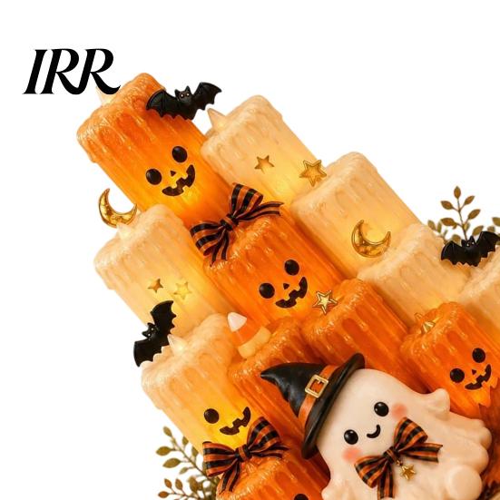 Party Celebration Supplies Halloween Flameless Candles, Battery Operated Multi-layer Pumpkin Ghost LED Durable Holiday Decor Flickering Pillar Candles