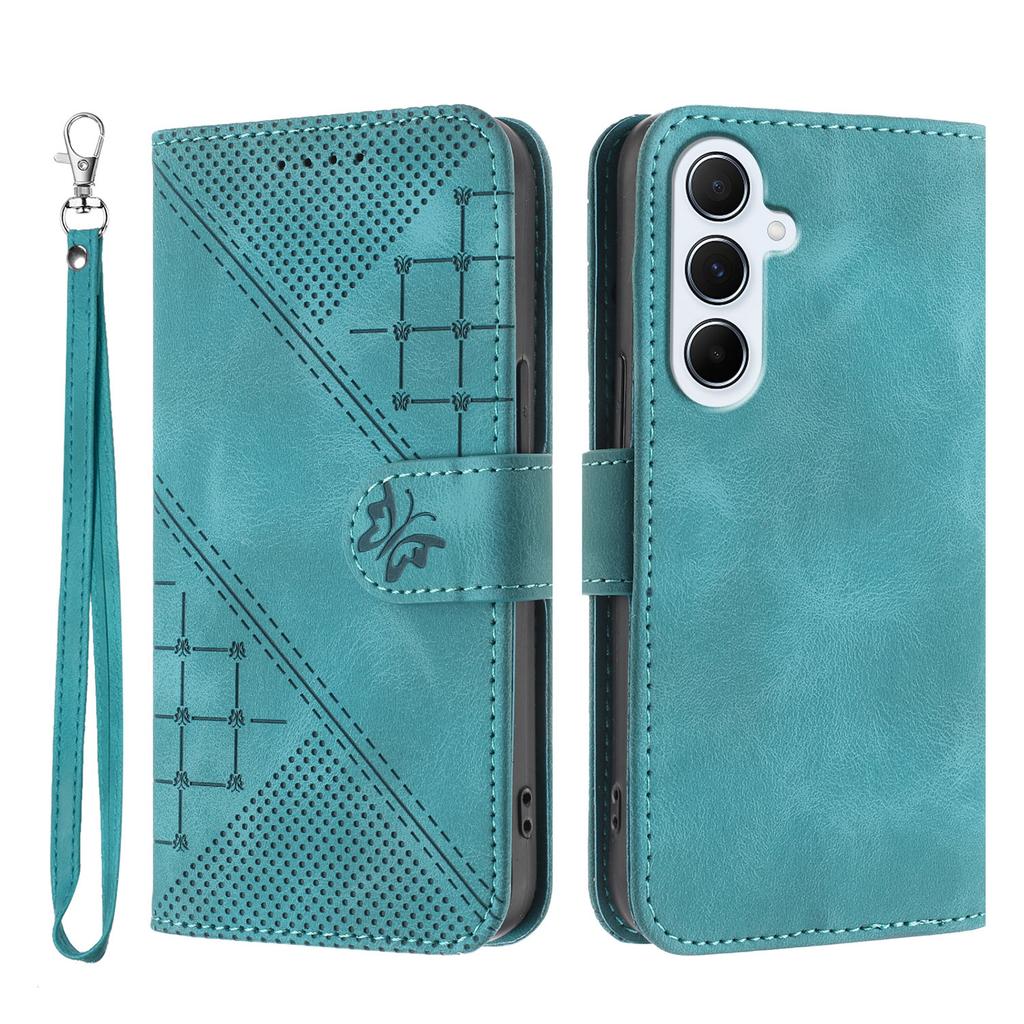 For Samsung Galaxy A56 5G Leather Wallet Case Butterfly Flower Imprinted Phone Cover with Strap