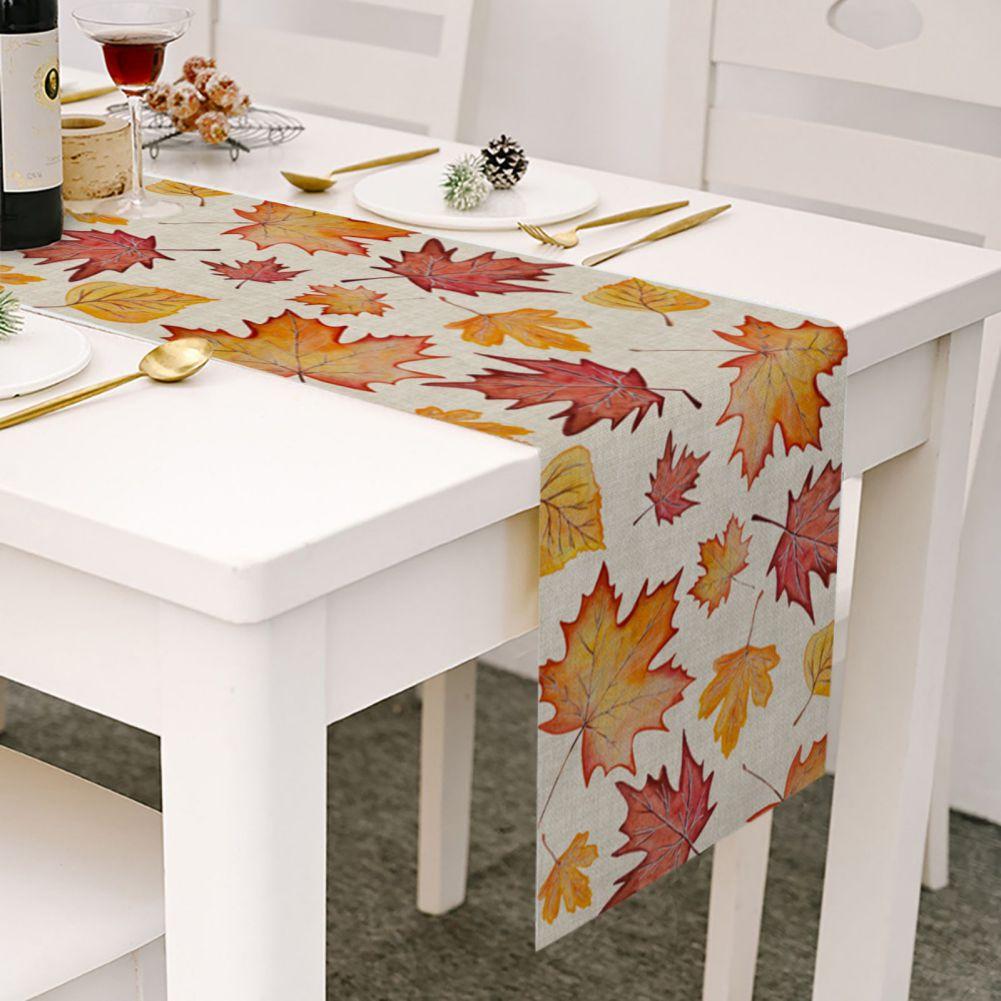 Autumn Thanksgiving Table Runner Kitchen Dining Table Decoration for Home Party Indoor Outdoor Tablecloth 13X70 Inch
