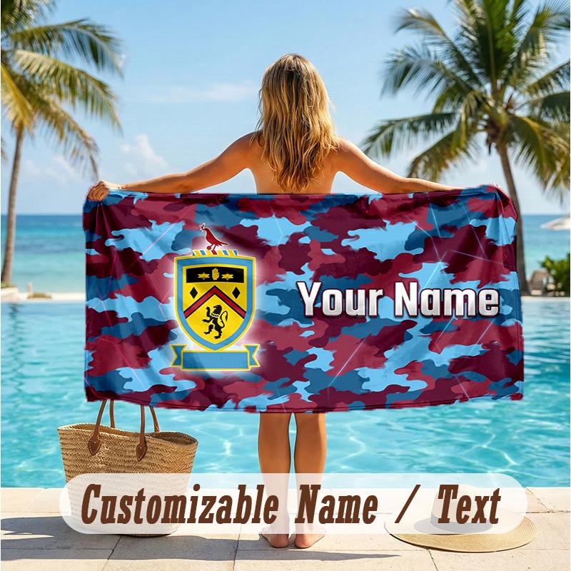 Custom Text Beach Towel, Soft Absorbent Swimming Multi-use TowelBurnley Football