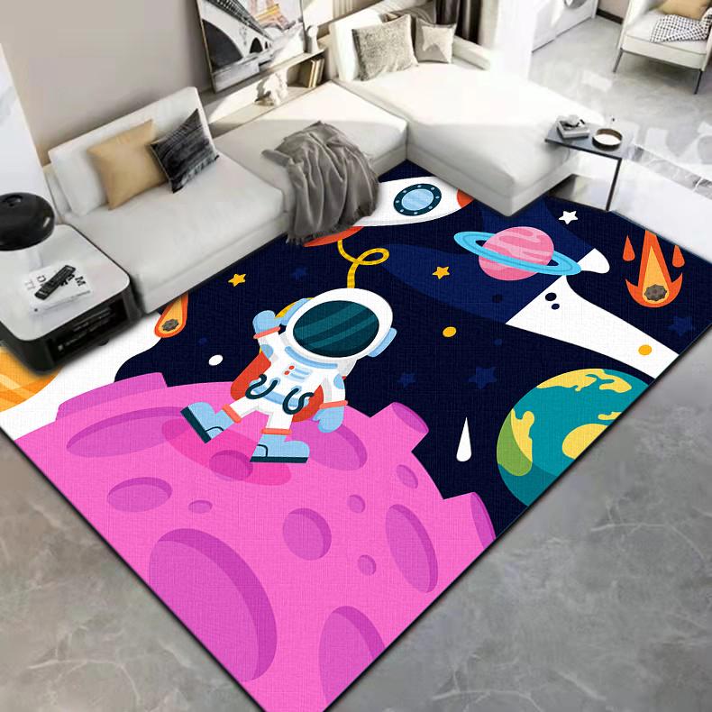 Cartoon Astronaut Carpet Camping Cushion Floor Mat Living Room Game Area Rug Floor Mat Children's Room Play Aera Mat Kawaii Rug
