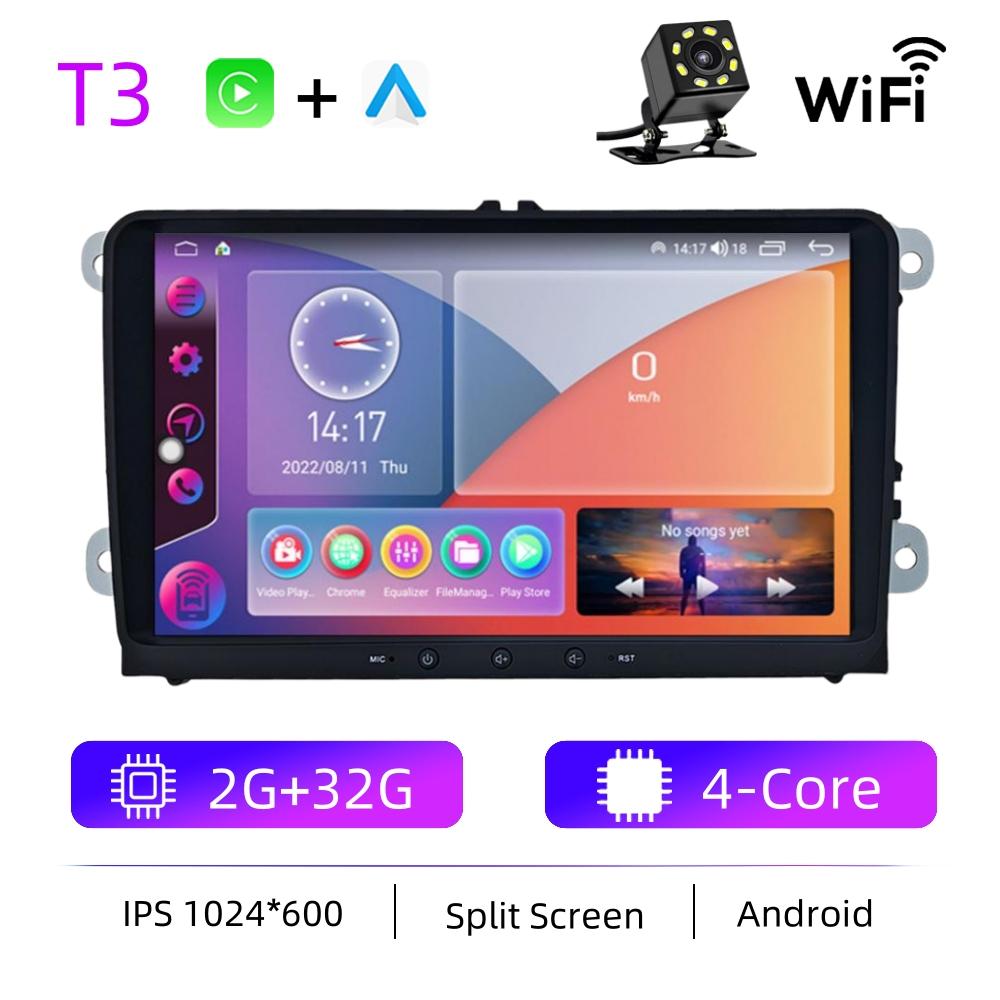 Автомобильное радио 2Din Android Auto Carplay для 9 "Volkswagen Skoda Octavia Golf 5 6 Touran Passat B6 Polo Jetta Multimedia GPS HU Wi-Fi