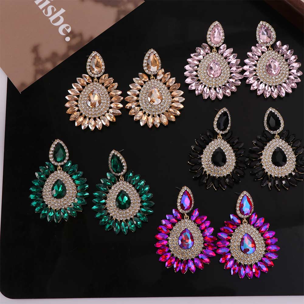 Crystal Rhinestone Ear Drop Elegant Sunflower Earrings Exquisite Droplet Earrings for Girls