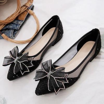 Модная обувь для женщин Французский стиль Молочно-белый Сетчатая вставка Роскошный бренд Оптом Последняя низкая цена Слипоны Шик Острый носок 39 Женские балетки