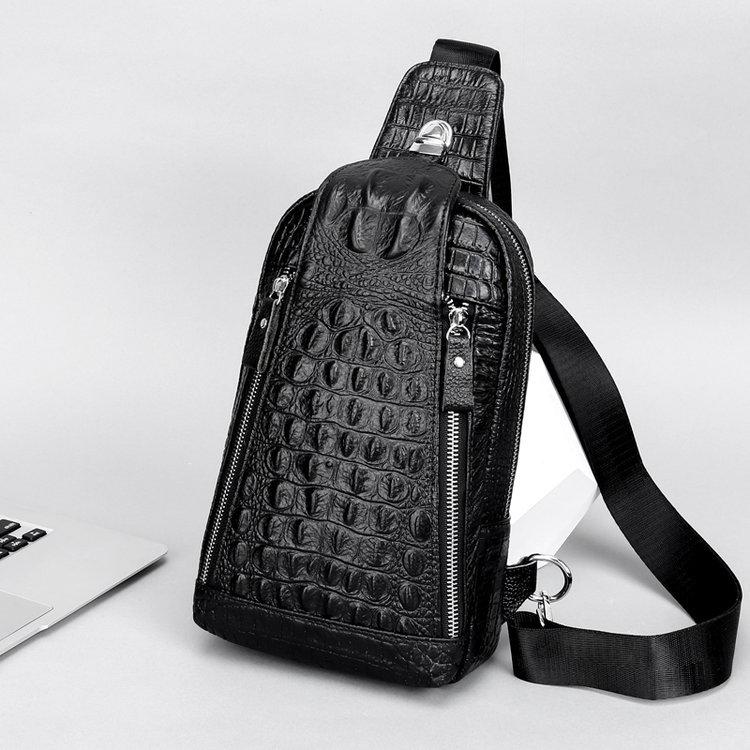 2023 Модная мужская сумка-кроссбоди из натуральной кожи с тиснением под крокодила