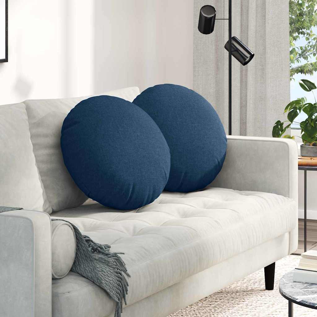 Seat Cushion 2 pcs Blue Ø50 x 19 cm Fabric