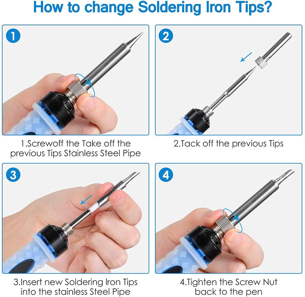 Комплект паяльника 80 Вт Регулируемая температура Сварочный инструмент с выключателем ВКЛ-ВЫКЛ Флюсовая паста Очиститель наконечников Паяльная станция LED