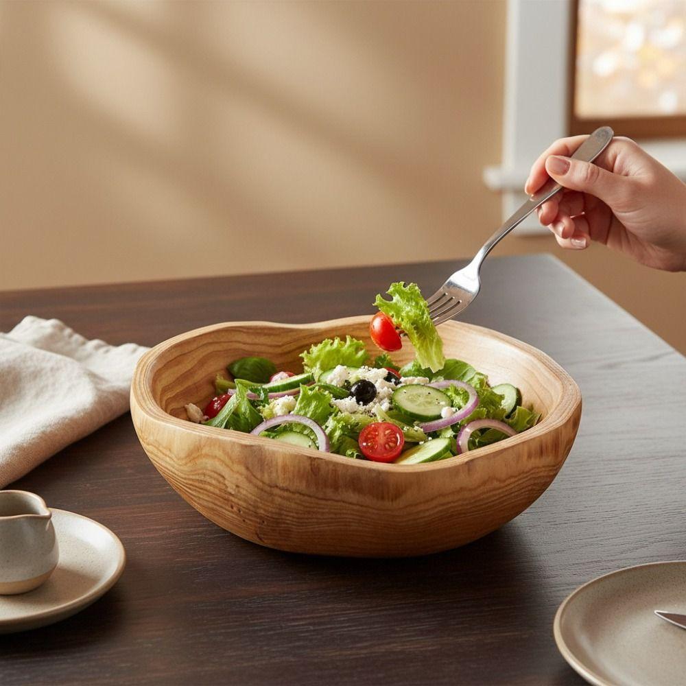 Irregular Shape Fruit Tray Polished Serving Bowl Practical Wooden Salad Bowl Vegetable