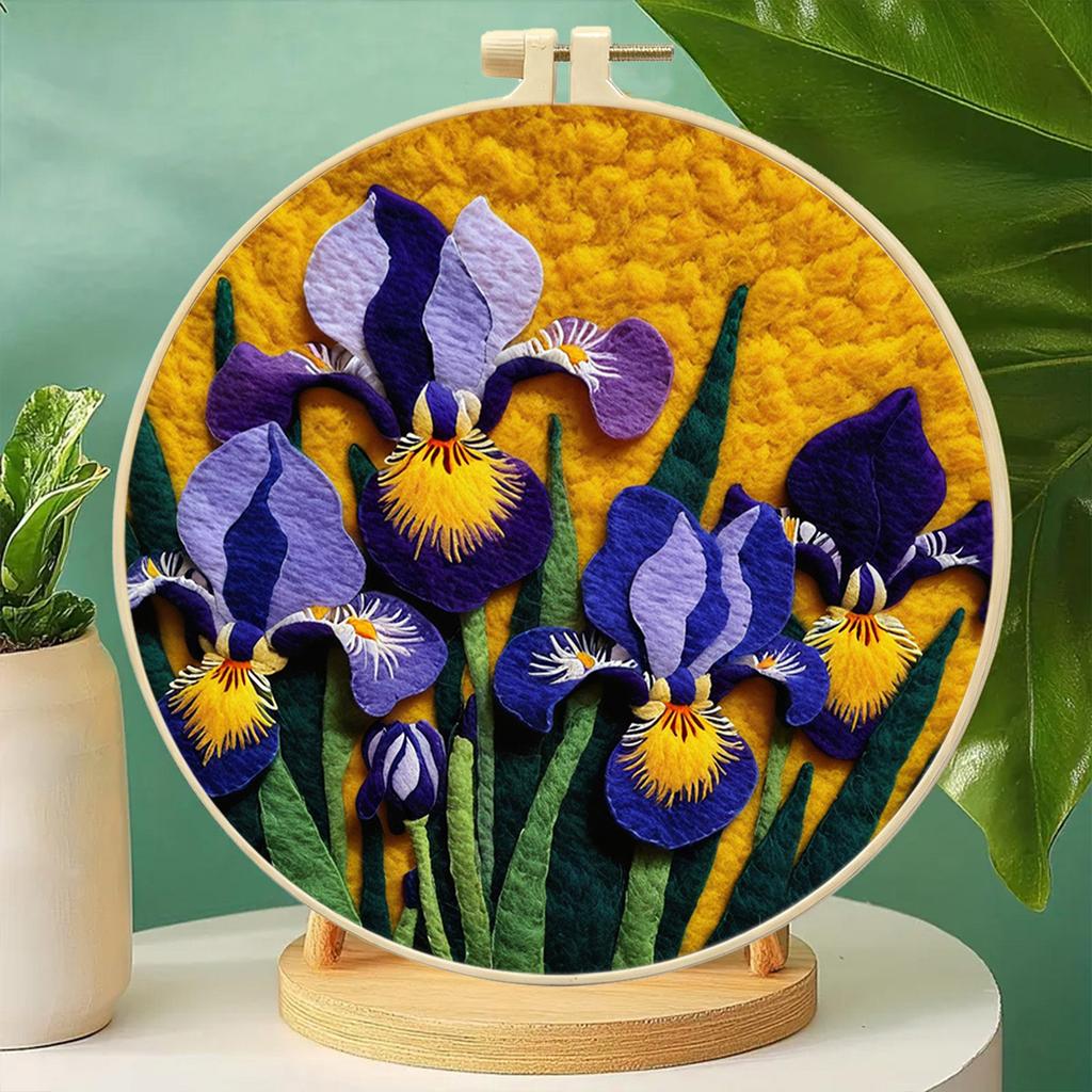 Набор для валяния из шерсти DIY Art Kit 20см Пяльцы Цветочный пейзаж Ремесло Набор для начинающих