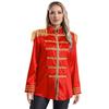 Womens Halloween Medieval Style Outerwear Tassel Shoulder Pads Gold Trim Front Zip Satin Jacket