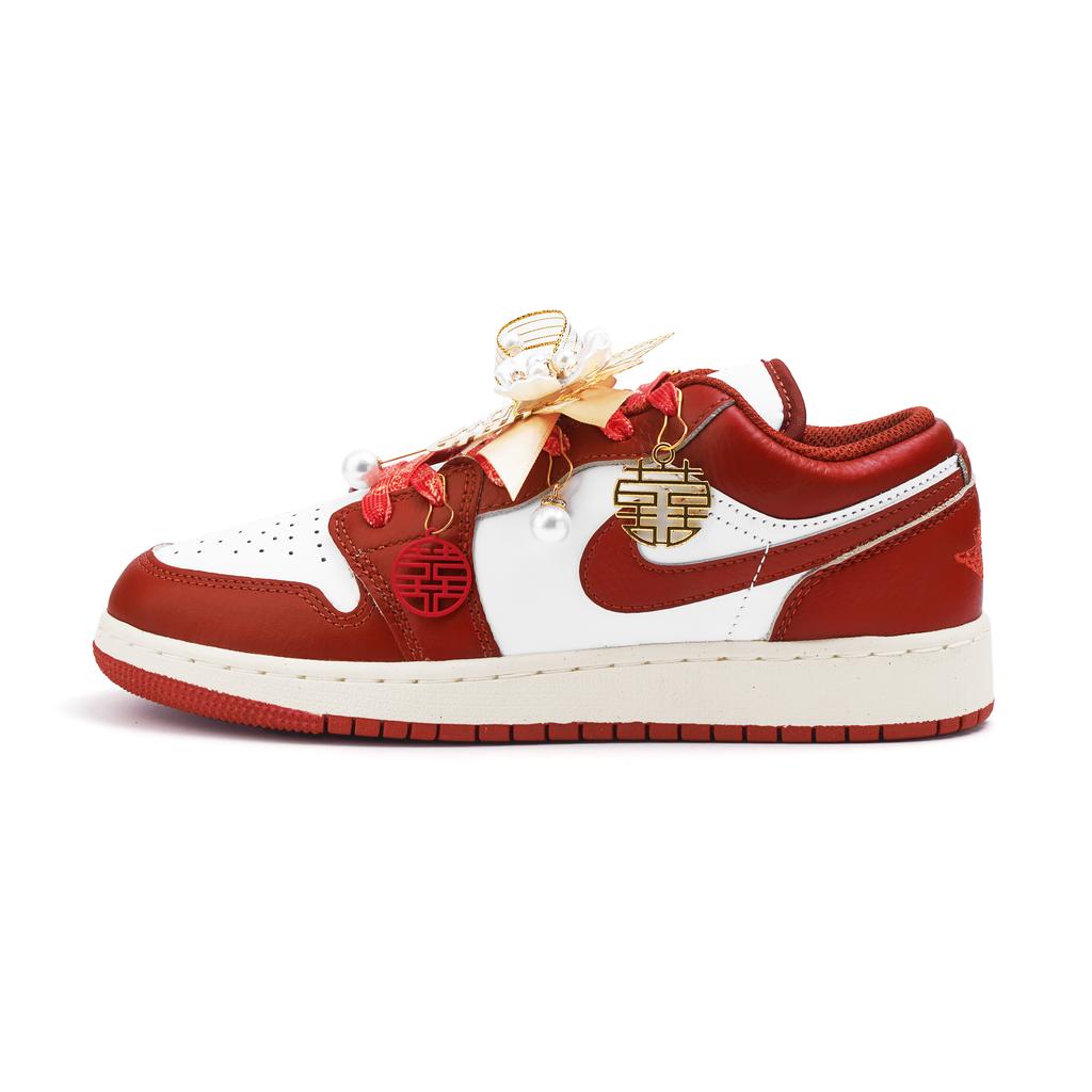 Jordan Air Jordan 1 Низкие Винтажные Баскетбольные Кроссовки с Устойчивой к Скольжению и Износу Подошвой Женские Красные FJ3465-160(Team746-SBOX)
