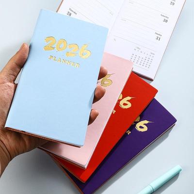 Спецификация A6 Книга-календарь на 2026 год, 64 листа 128 страниц Кожаная книга-календарь, 365-дневная книга для ежедневного планирования