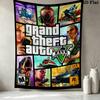 Настенный гобелен Grand Theft Auto Эстетичное настенное панно Печатная тканевая покрывало Декоративные гобелены Для спальни Гостиной Домашний декор