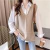 Fashion V-neck Knitted Vest for Women Spring and Autumn New Loose Fitting Sleeveless Sweater Vest and Camisole Top for Women