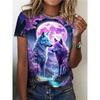 Женская футболка с 3D принтом волчьего узора, свободная и повседневная, мягкая, удобная и дышащая, подходит для занятий спортом на открытом воздухе