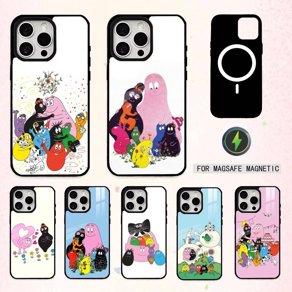 T-Tiny Cute B-BarbapapaS Phone Case For iPhone17,16,15,14,13,12,11 Plus,Pro Max Magnetic For Magsafe Wireless Charging