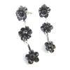 [N9928] — Серебристо-черные дизайнерские серьги Paradis Floral