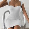 2025 Spring And Summer Women's Sexy Short Sleeveless Knitted Package Hip Halter Dresses Elegant Dresses For Women