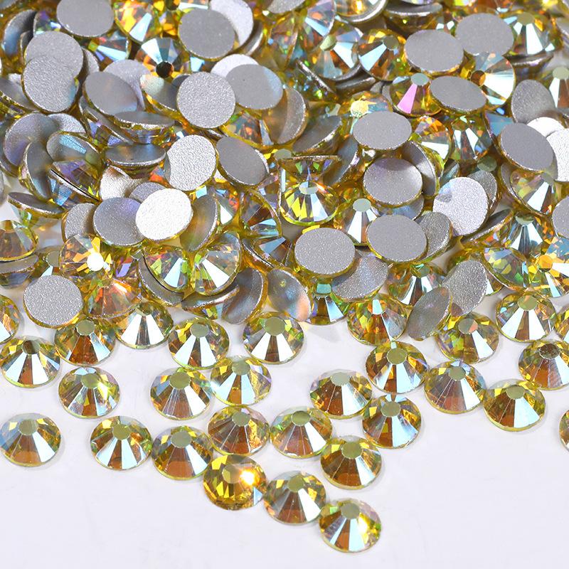 Цветной АБ Хрусталь Плоское Дно Сверло Круглое Сверло для Ногтей Сделай Сам Красочные Украшения для Ногтей