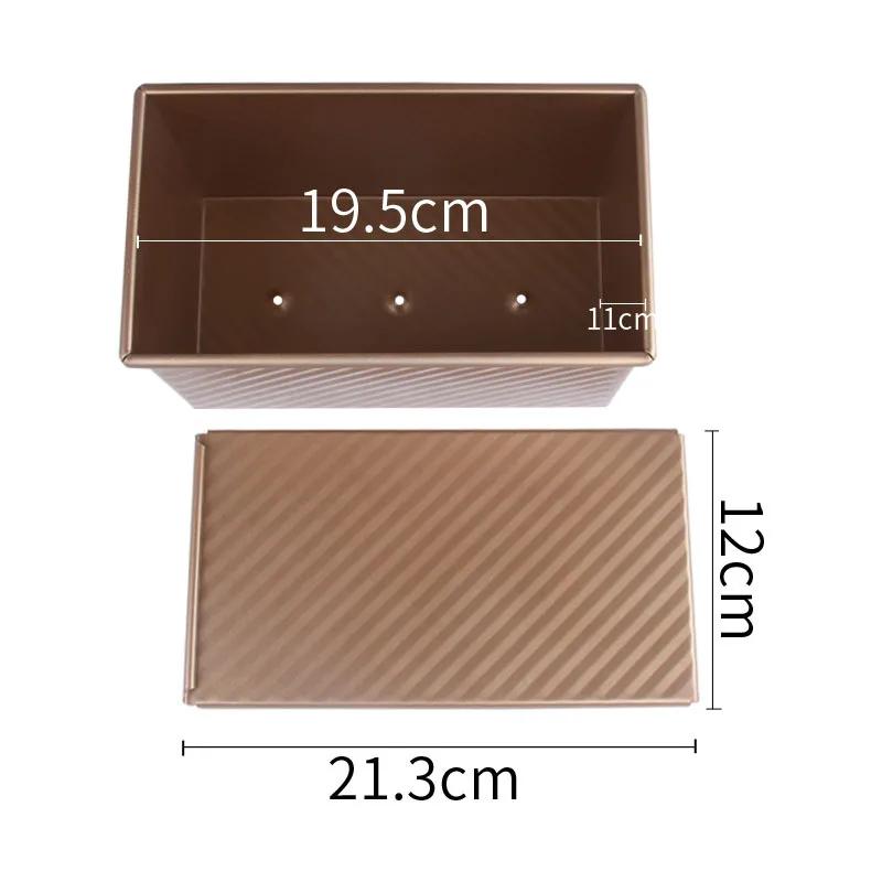 Loaf Pan with Lid 1 Lb Non-Stick Bread Pan Carbon Steel Rectangle Corrugated Toast Box Mold Cake Mold