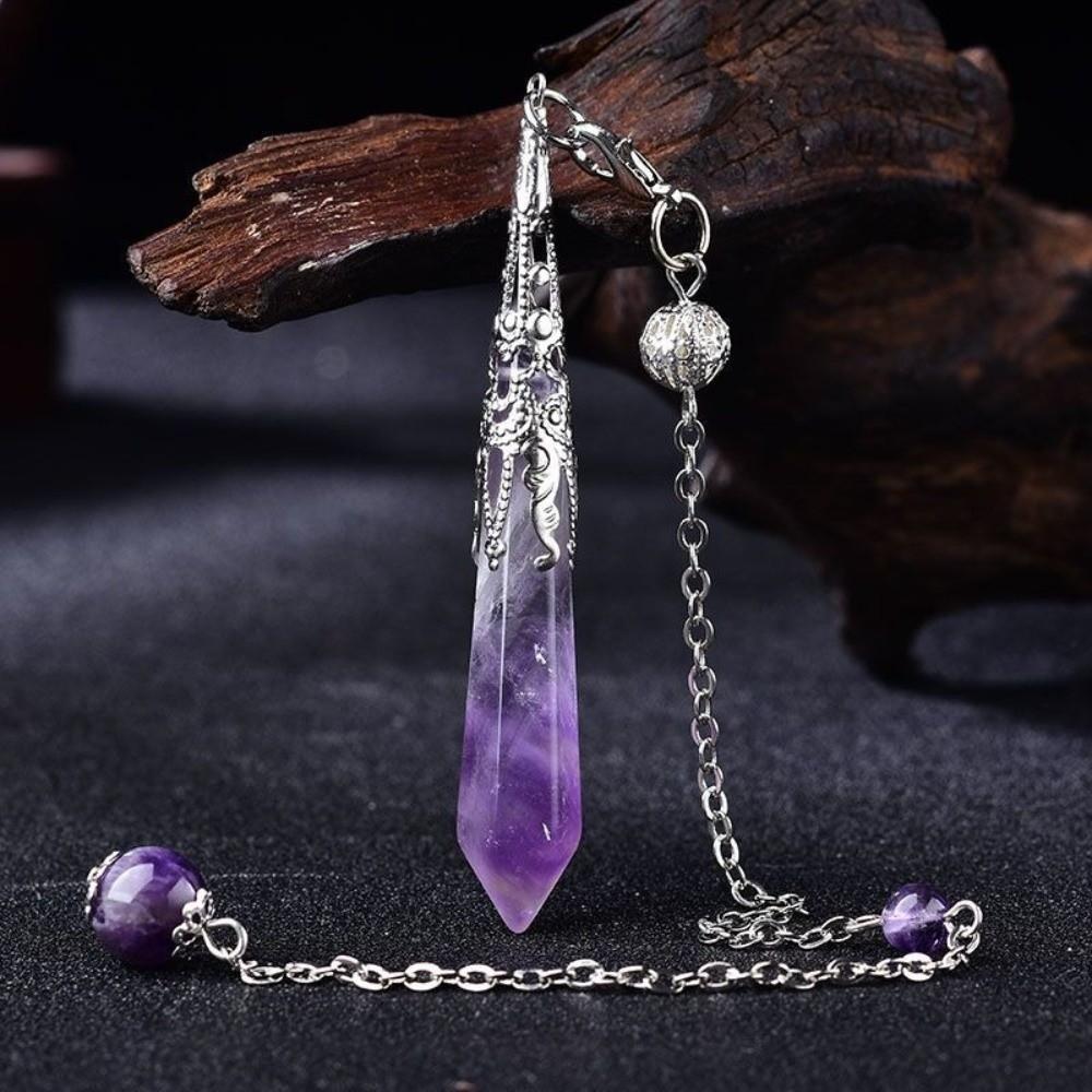 Energy Natural Crystal Pendulums Hexagon Cone Witch Spiritual Pendulos  Jewelry Gift