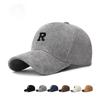 Autumn and Winter New Simple Three-dimensional Letter R Solid Color Striped Baseball Cap Hard Top Non-collapsing Adjustable Fashion Hat