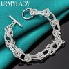 925 Sterling Silver Double Ring Chain Bracelet For Women Wedding Party Fashion Charm Jewelry