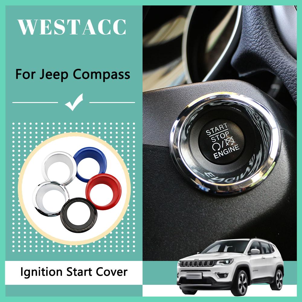Крышка кнопки запуска ключа зажигания автомобиля, декоративная наклейка для Jeep Compass 2017 - Интерьер