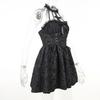 Женское готическое кружевное платье без рукавов, винтажное платье-корсет с халтером и расклешенной юбкой, коктейльное платье в викторианском стиле, черное платье в стиле лолита-панк
