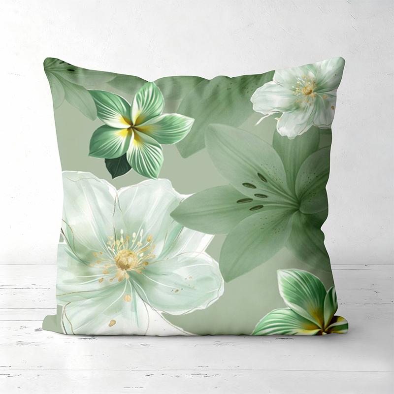 Green Floral Butterfly Printed Decorative Throw Pillow Cases Polyester pillowcase, sofa decorative cushion cov Headboard Pillow
