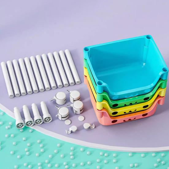 Четырехъярусная тележка для хранения с колесами на 360 градусов. Прочная конструкция. Прочная несущая нагрузка. Тележка для хранения игрушек. Книжная полка. Стеллаж для закусок.