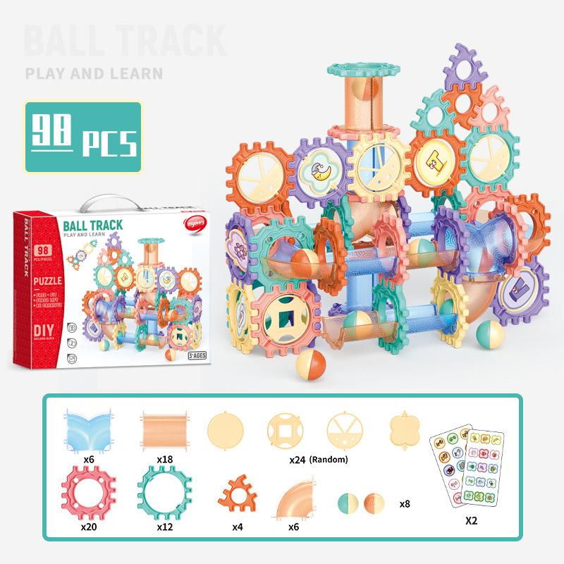 Children'S Diy Variable Splicing Ball Building Block Assembly Toy Three-Dimensional Ball Track 72Pcs Building Block Toy