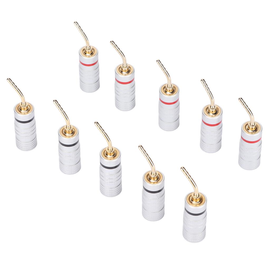10pcs Banana Plug Needle Type Professional 24K Gold Plated Speaker Wire Connectors for Speaker Wire Home Theatre