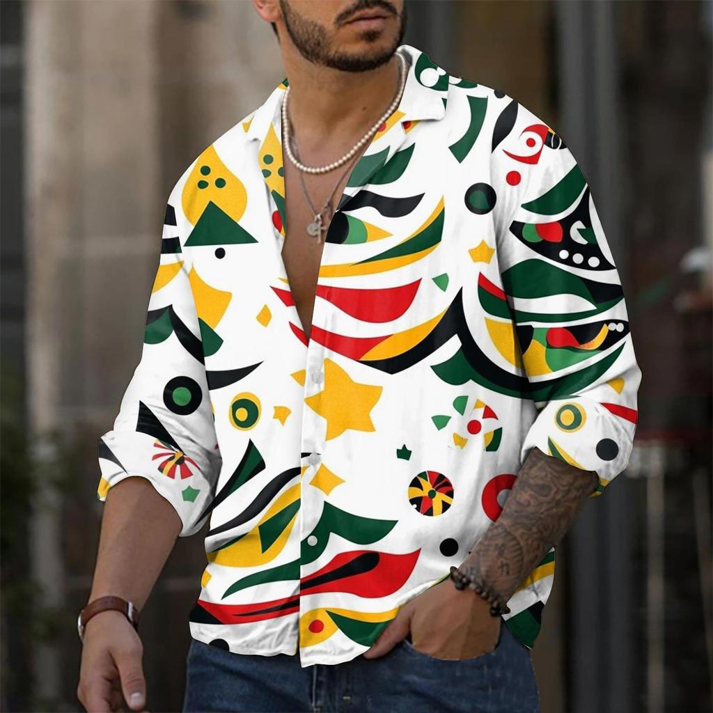 Men'S Casual Loose Fitting Long Sleeved Shirt Fashionable Lapel Shirt Top