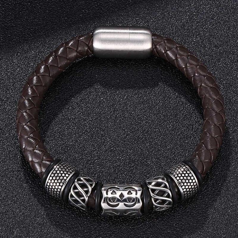 Коричневый подлинный плетеный кожаный браслет для женщин и мужчин из нержавеющей стали с подвесками в виде гордости, браслет в подарок