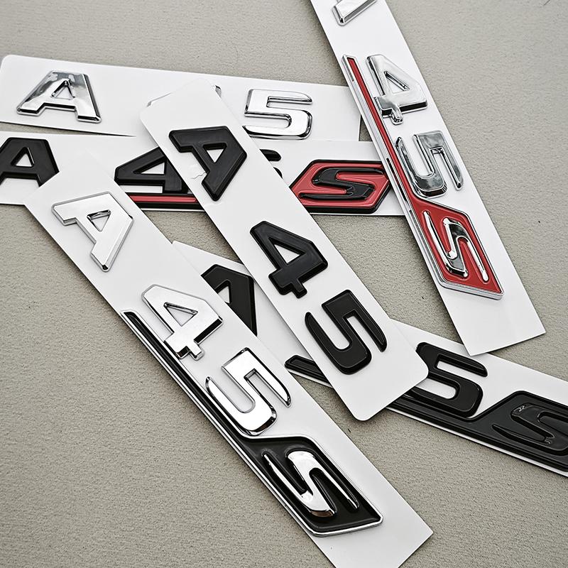 3D ABS Car Letters A45S A45 Logo Rear Trunk Badge Emblem Decals For Mercedes Benz AMG A45 A45S Car Sticker Auto Accessories GX2