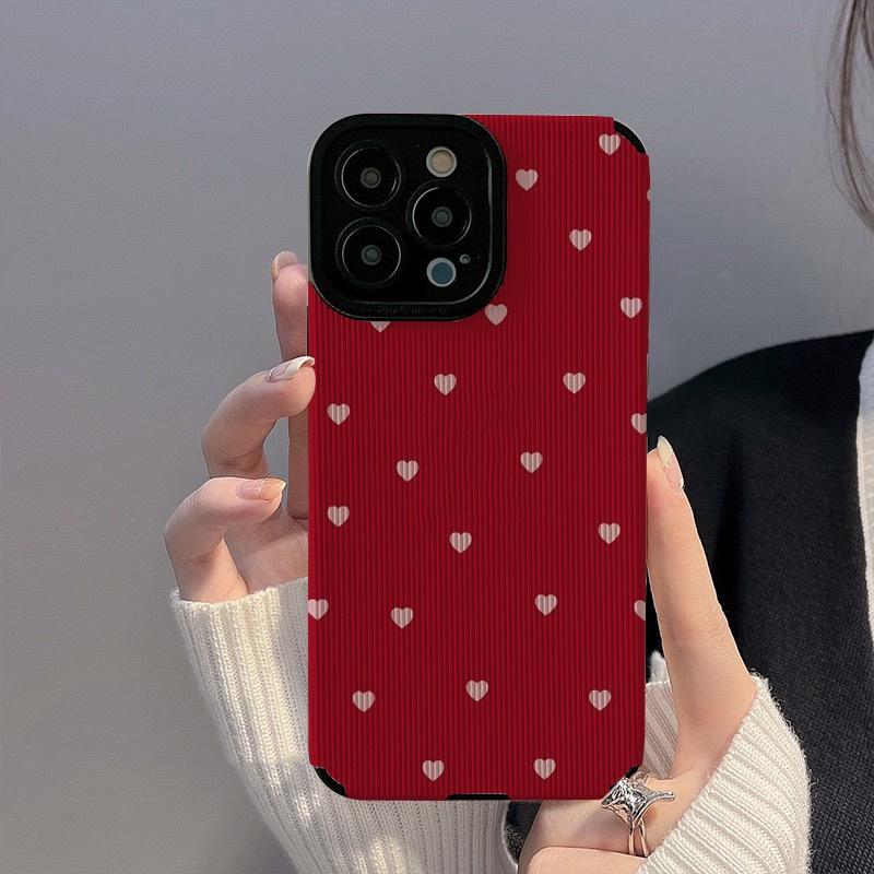 Moskado в корейском стиле, модный чехол для телефона с красным сердечком для Iphone 14 12 11 13 Pro Max X Xr Xs Max 14 7 8plus, мягкая задняя крышка из ТПУ