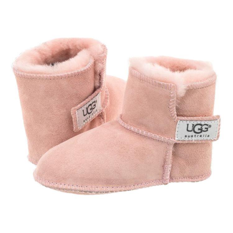 UGG Кожаные ботинки для детей с логотипом, низкие, розовые, Детские ботинки 5202-BPNK
