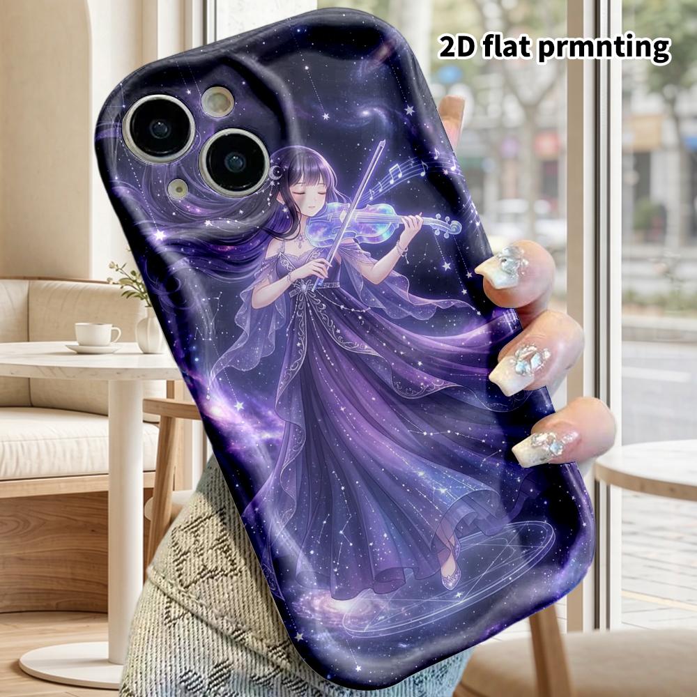 Phone Case: 2D flat design suitable for iPhone 18 17 16 15 14 13 Pro protective case, couple style, girl in purple dress, Christmas and Halloween gift