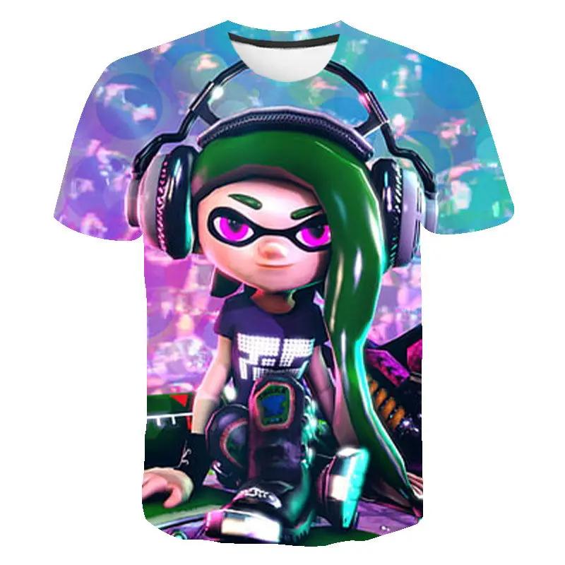 Летние футболки Игра Splatoon 3D-принт Футболка с круглым вырезом Повседневные топы для мальчиков и девочек Оверсайз Мода Харадзюку Детские футболки Детская одежда
