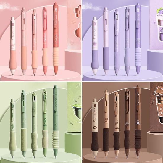 5 шт. гелевые ручки, выдвижные быстросохнущие чернильные ручки, 0,5 мм, тонкие черные чернила, удобная ручка, гладкое письмо, ручки для ведения дневника, школьные канцелярские принадлежности