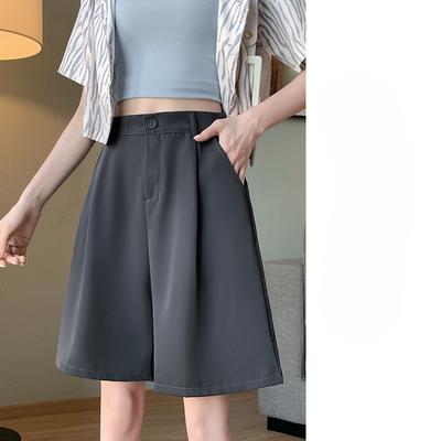 Шифоновые шорты для женщин с высокой талией, летние, тонкие, черные, повседневные, широкие, маленькие, из ледяного шелка, с пятью точками, брюки среднего размера