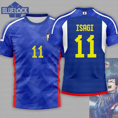 Япония Blue Lock ISAJI 11 Косплей Джерси Летняя Футболка с Коротким Рукавом Мужская Женская Футболка На заказ Имя Номер Детская Одежда Футболка Топы
