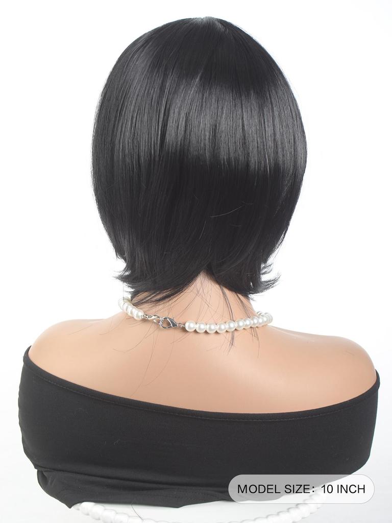 Короткие прямые парики боб для женщин, черные, коричневые, красные, синтетические, натуральные волосы, парик с челкой, термостойкие, для повседневного использования, для косплея