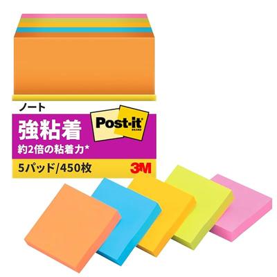 Клейкие стикеры 3M Post-it, Суперклейкие, Маленькие, Неоновые цвета, 50 x 50 мм, 90 листов x 5 блоков, 650-5SSAN