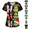 Christmas Women's V-neck Fashion Casual Christmas Printing Top Protective Work Suit