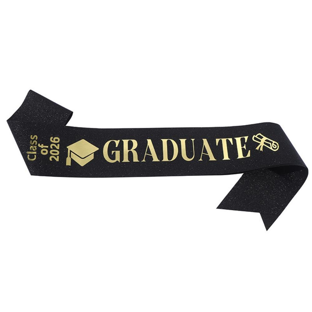 Class of 2026 Graduation Sash Belts Black White Bachelor Sash Etiquette Belt Graduation Party