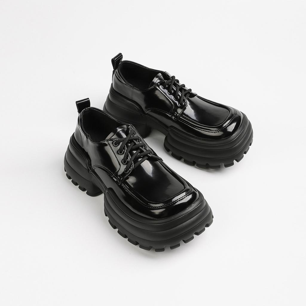 Лоферы на толстой подошве, женские, новые весенние, квадратный носок, спортивные, повседневные, с кисточками, на шнуровке, одинарные, британский стиль, маленькие кожаные туфли