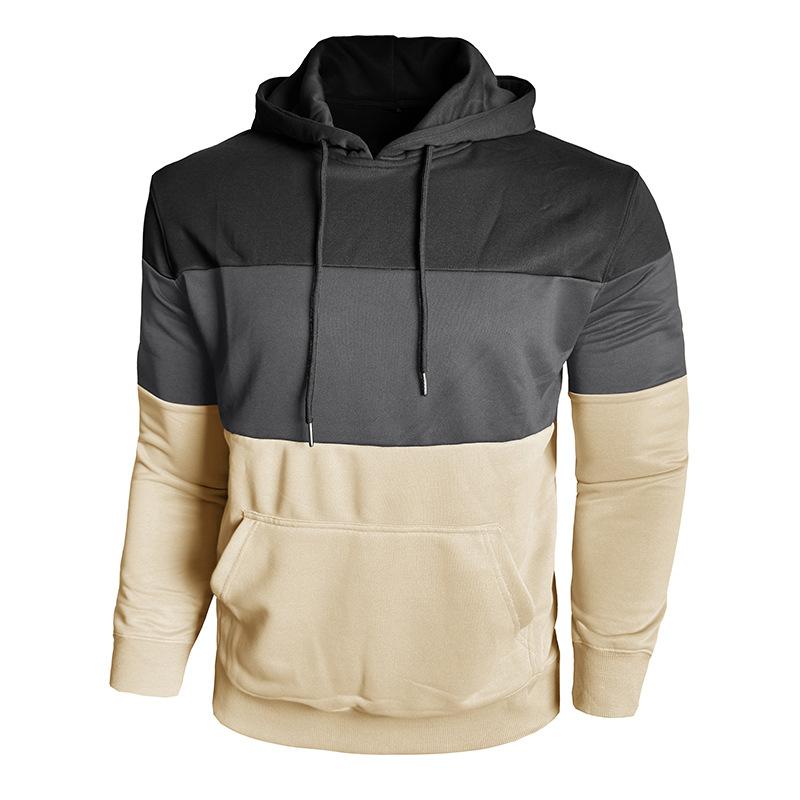 Осень Зима Мужская Толстовка Длинный Рукав Повседневная Спортивная Контрастная Худи Мужская Толстовка с Капюшоном Уличная Одежда Топы для Бега