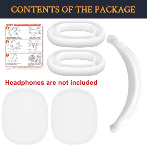 Защитные аксессуары SOULWIT для AirPods Max: Чехол из ТПУ + Чехол для оголовья + Чехол для амбушюр - Комплект многосторонней защиты - Устойчивый к царапинам, Потоустойчивый